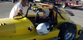 Michele’s first time in a Thunder Roadster AND racing Circle Track!